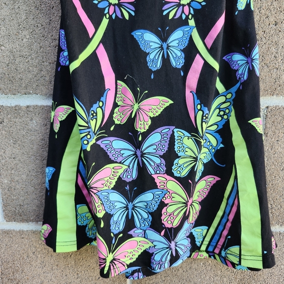 y2k vibe neon butterfly glow in the dark rave halter neck mini dress - Picture 3 of 9